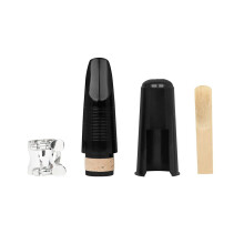 Clarinet mouthpiece set, metal clip with thread, ABS cork mouthpiece, hat tube, clarinet mouthpiece, 4-piece