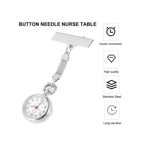 Nurse's watch, quartz movement with brooch pin 1