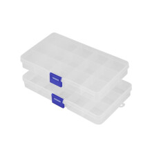 Kunststoff Organisator Kasten, 2 Packungen Durchsichtiger Perlen Organisator für Schmuck Tackle Ohrring Bastelperlen (15 Raster)