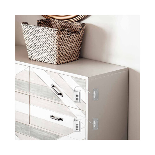 Refrigerator lock with code, 4-pack refrigerator locks, no drilling required, refrigerator locks for refrigerators, wine coolers, window drawers 2