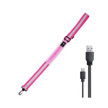 Running gear with LED reflective belt, safety light for hikers at night, rechargeable safety chassis, pink