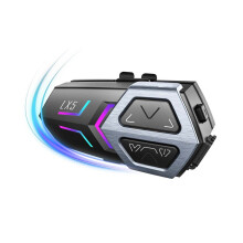 LX5 Motorhelm Koptelefoon, Mesh Intercom voor 10 Motorrijders, Handsfree Speaker met 2000M Bereik, 5,3