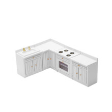 Poppenhuisminiaturen op schaal 1:12, keukenkastjes, set, miniatuurmeubels, gootsteen, aanrechtbladen