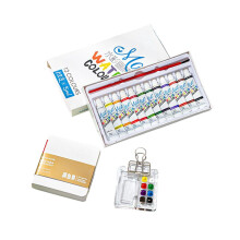 Reisklare verfpaletset, acryl reisverfpalet, verfpalet met bindclips, C