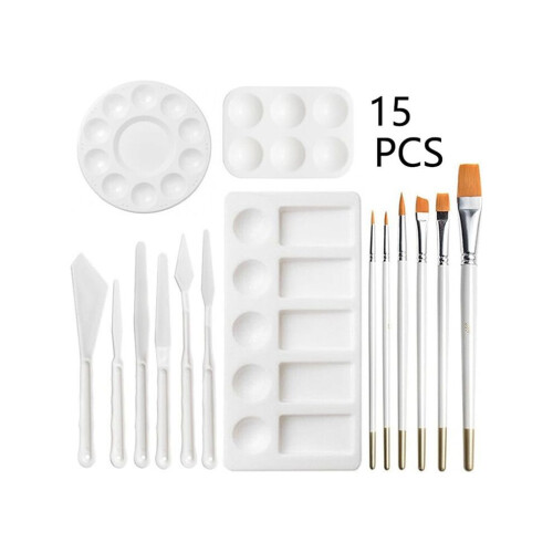 Palette, brushes, scrapers, 15-piece set with rectangular palettes, art, graffiti painting tools 2
