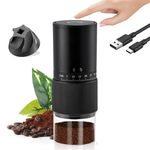 Portable electric coffee grinder with 30 adjustable settings