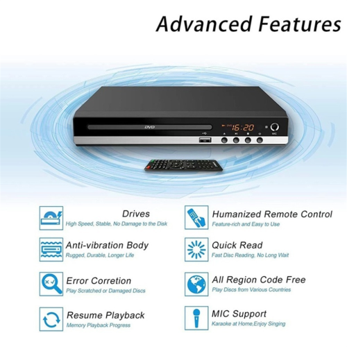 DVD player box for CD disc player, AV output, MIC port, EU plug 2