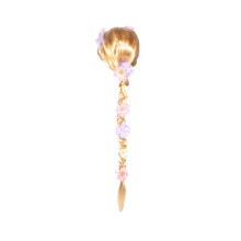 Betoverende Rapunzel-pruik met grote vlecht, Rapunzel-prinsessenpruik met bloemen, pruik voor meisjes,