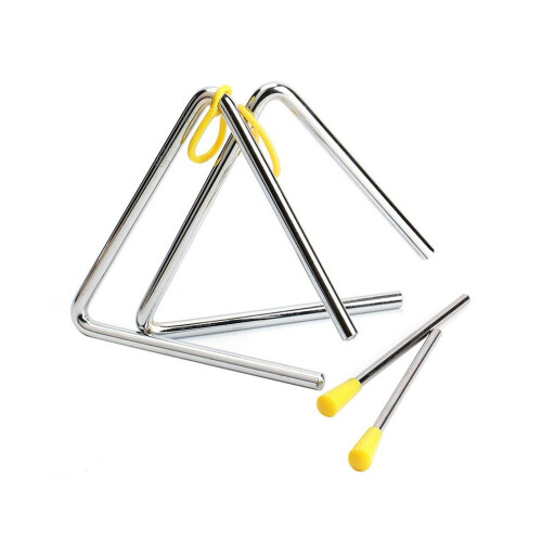 Musical Triangle Instrument Set, Triangular Hand Percussion Children's Musical Instrument with Striker, 9 Pack, 4-inch Triangle 2