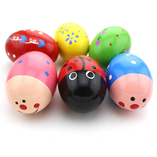 Set mit 6 hölzernen Perkussions-Eier-Maracas für Kinder 1