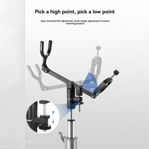 Microphone boom support bracket for light stand, boom arm, C-stand 1