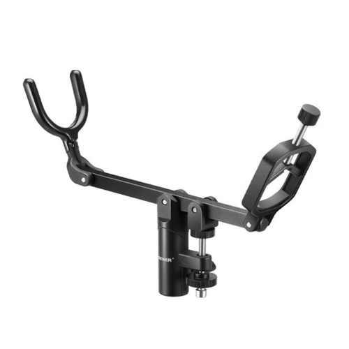 Microphone boom support bracket for light stand, boom arm, C-stand 2