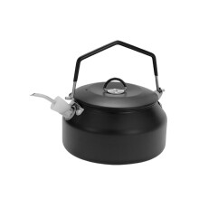 Zwarte buitenwaterkoker, keukenwaterkoker, professionele waterkoker, buitenaccessoire, roestvrijstalen