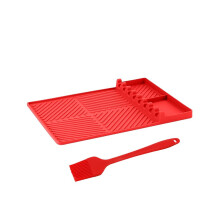 Silikon-Grillmatte, Silikon-Backgeschirr-Werkzeugmatte, Spachtelmatte für Outdoor-Grill, Küchentheke, Rot