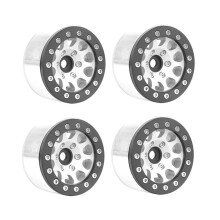 Zilverzwarte velgen, 4 stuks, 1,55 inch metalen wielen, modelauto-onderdelen voor Axial SCX10 TRX4 TRX6