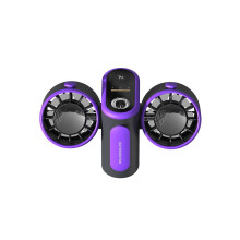 Turbo Jet Fan, Dual-Headed, Waist-Mounted Fan, Power Bank with Light for Outdoor Camping, Travel, Work, Grey and Purple