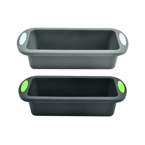 Silicone loaf pan for baking bread, meatloaf, cakes, reusable rectangular non-stick molds with easy handles