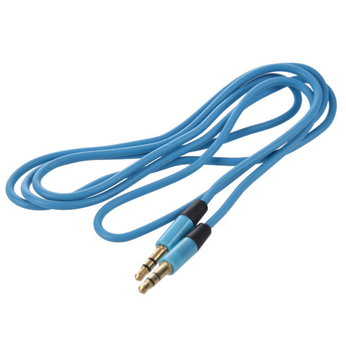 3.5 mm AUX plug to plug, stereo audio cable (blue)