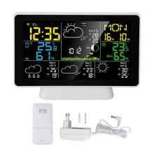 Tuya WiFi Wetterstation Wetterstation Kabelloses Thermometer mit 7,5-Zoll-Farbdisplay UK-Stecker