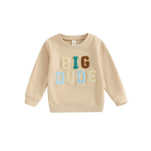 (12-18 Months, Khaki) Kinder-Sweatshirt mit Buchstabenmuster, Langarmpullover, Herbstoberteile für Kleinkinder und Babys, süße Herbstkleidung