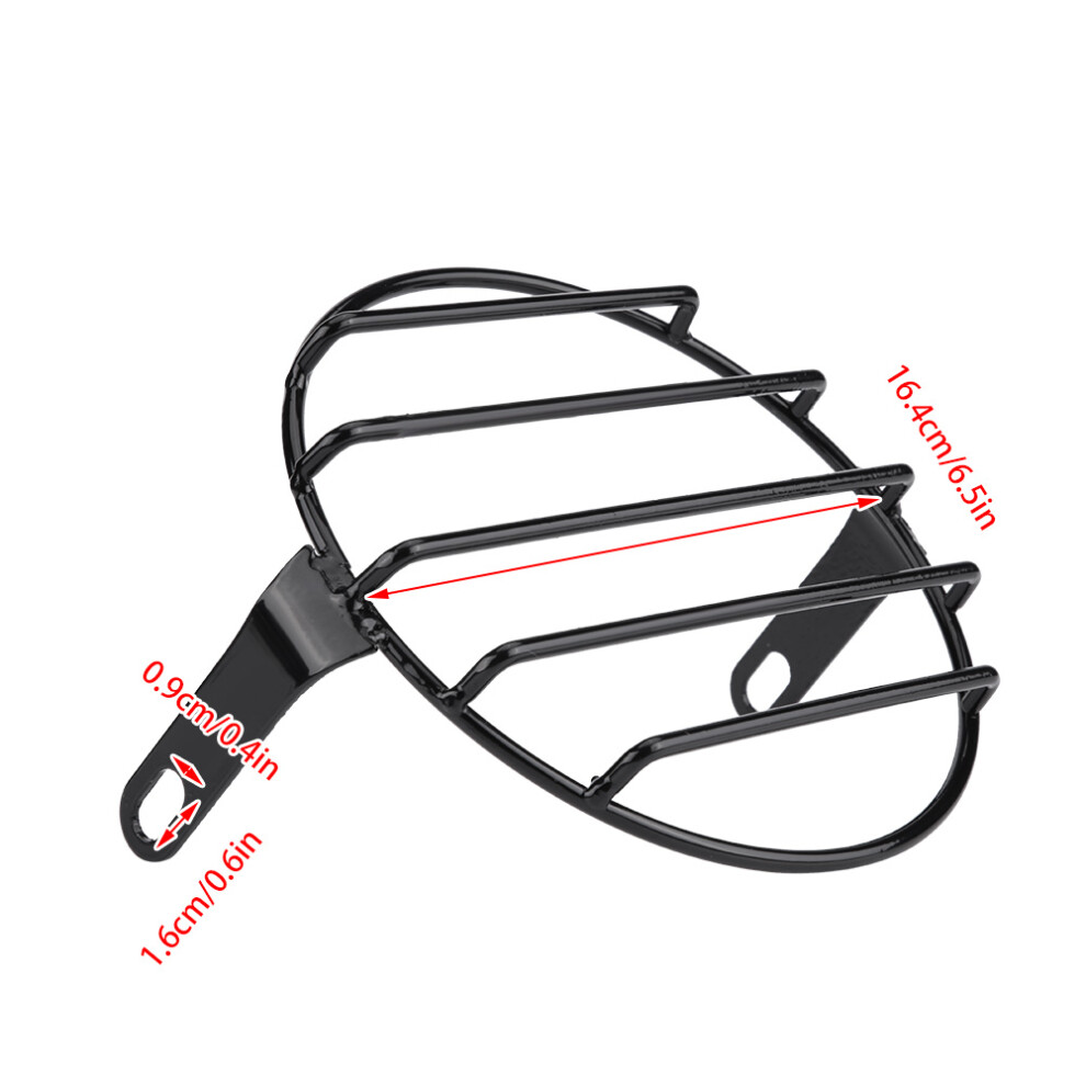 6.5In Motorcycle Headlight Grill Cover Round Iron For Cruiser Cafe Racer Black 4941392640688