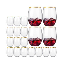 Stiellose Einweg-Weingläser, Weinbecher aus Kunststoff, Whisky-Cocktailgläser, durchsichtige Trinkgläser