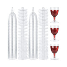 Plastic wijnglazen, rode wijnglazen, transparante plastic wijnbekers, herbruikbare wijnglazen met voet