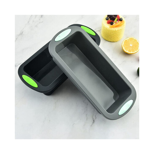Silicone loaf pan for baking bread, meatloaf, cakes, reusable rectangular non-stick molds with easy handles 1