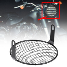 6.5in Motorcycle Headlight Grill Cover Round Black Iron for Cruiser & Chopper