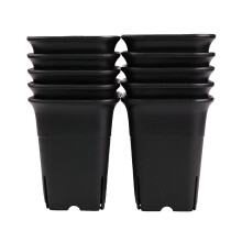 12-pack black square plastic flower pots