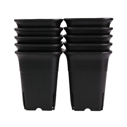 12-pack black square plastic flower pots