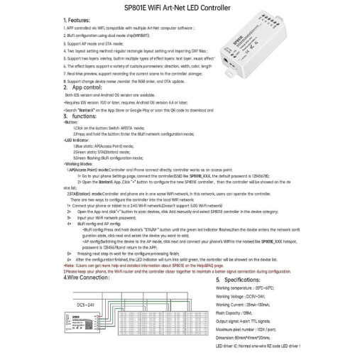 SP801E WiFi Phantom Controller – WiFi Dual Mode Rechteckiger Lichteffekt-Controller 2