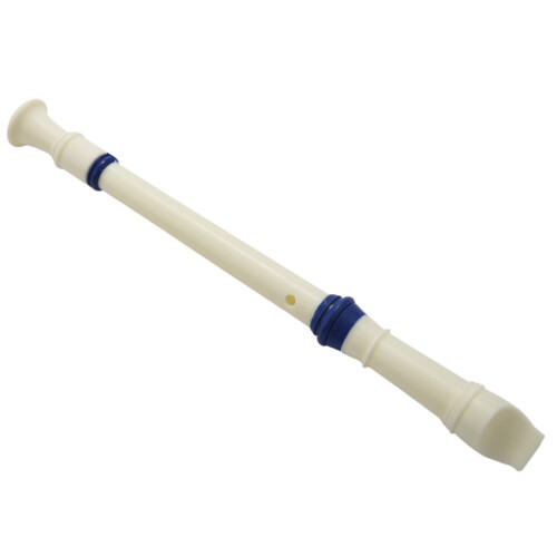Student Plastic 8 Hole Soprano Recorder Beige Blue with a cleaning stick 2