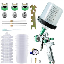 Verfspuit met mengbeker, sproeiers van 1,4, 1,7 en 2,0 mm, groen