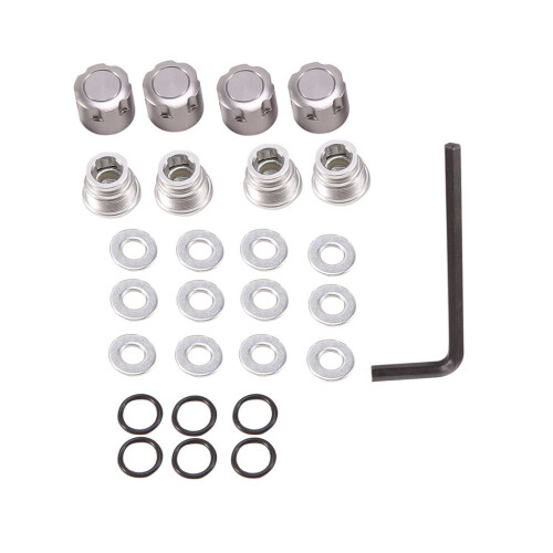 4 pieces aluminum central locking nuts, metal wheel cap nuts, silver 2