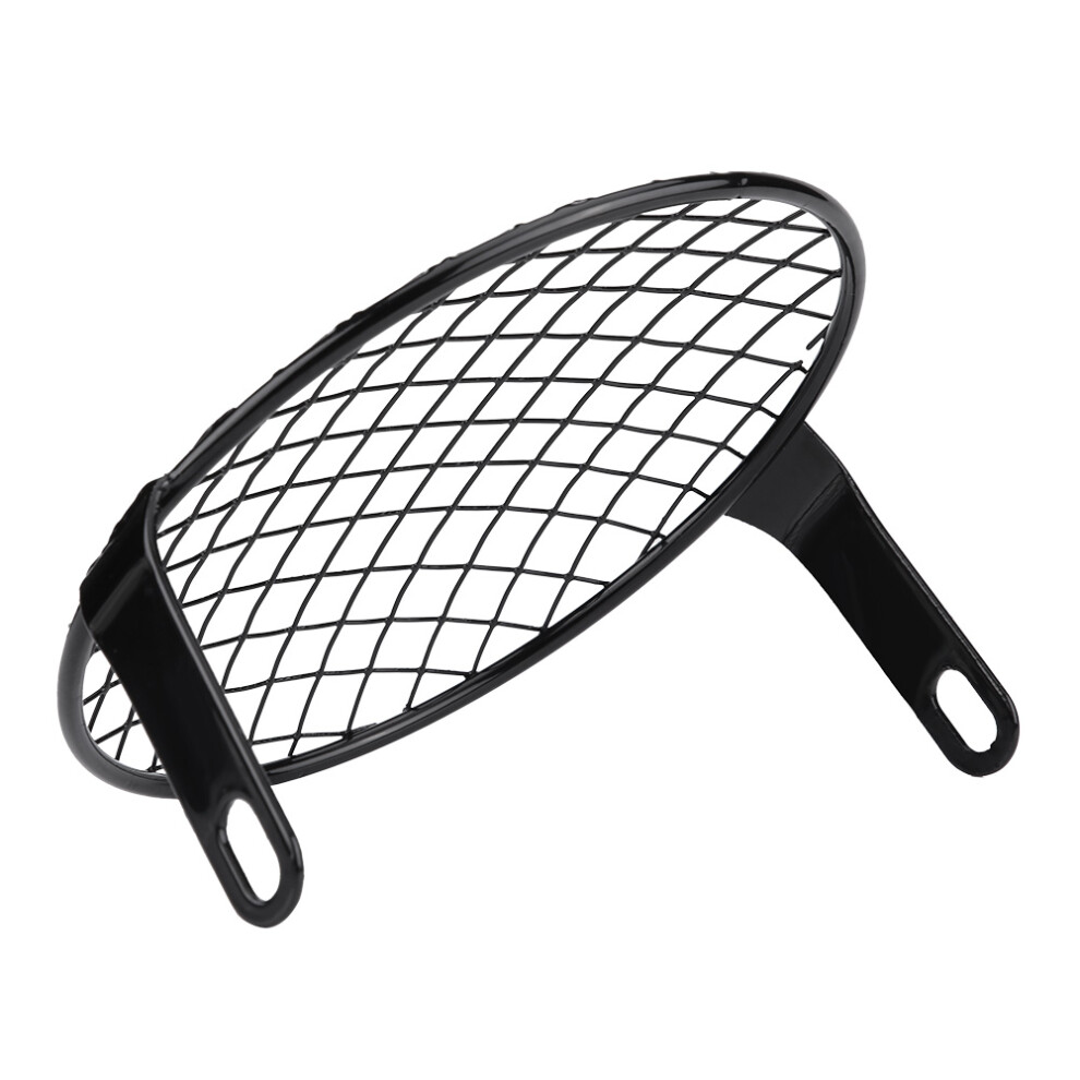 6.5In Motorcycle Headlight Grill Cover Round Mask Vintage Style Black 3771392640644