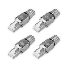 Set med 4 Cat6A RJ-45 nätverkskontakter – skärmad Cat 6A Ethernet-kabel