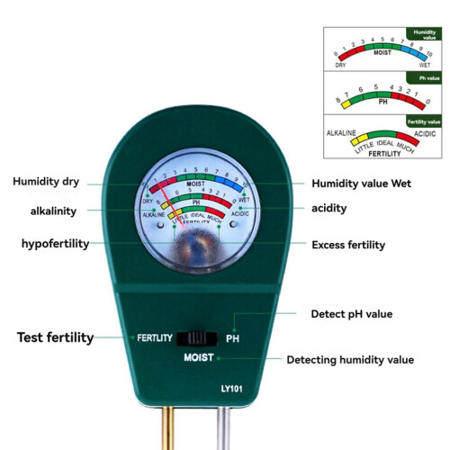 Soil tester, soil moisture meter, soil pH tester, black 2