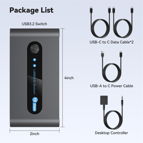 10-Gbit/s-USB-3.2-Switch, USB-C-Switch, 4-Port-USB-Switcher für PC 2