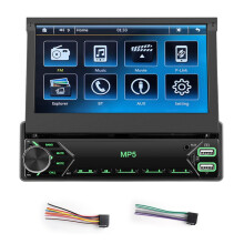 1 Din touchscreen autoradio met 7 inch uitklapbaar scherm en audio-aansluiting met USB/AUX.