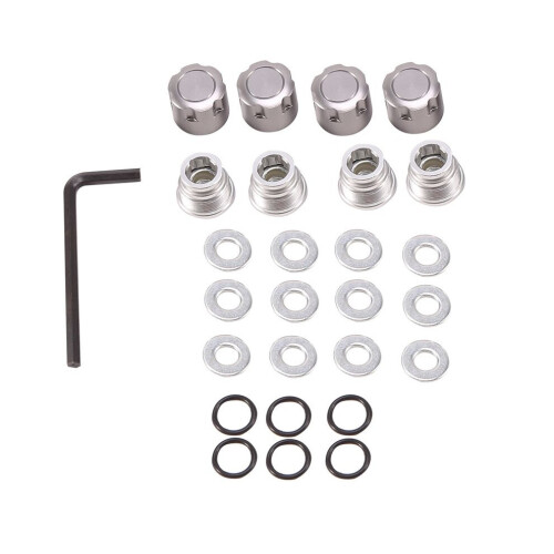 4 pieces aluminum central locking nuts, metal wheel cap nuts, silver