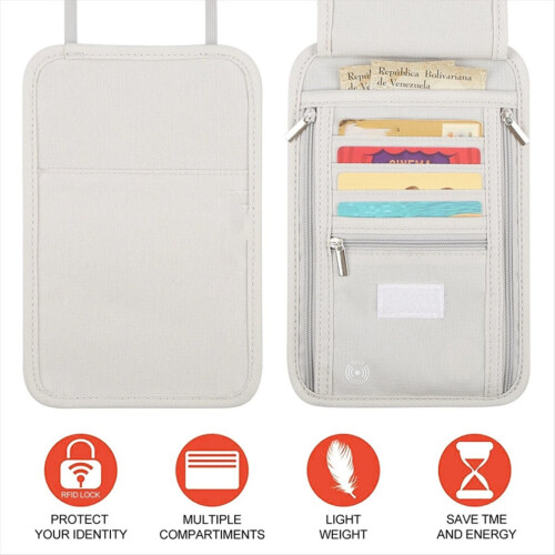 Passport wallet, document organizer, credit card case, grey 2
