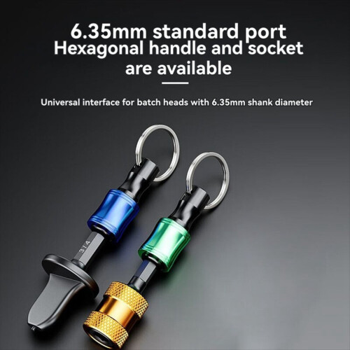 4 Pieces Colorful 1/4 Hex Handle Bit Conversion Rod Keychain Type 2