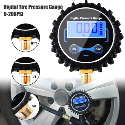 0-200PSI LCD Digital Däcktrycksmätare Bil M11x1 1