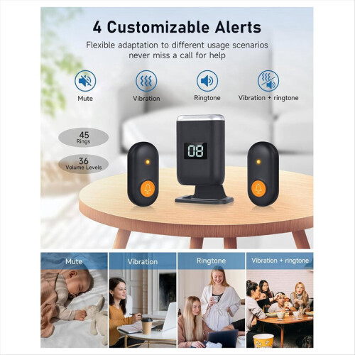 Wireless call button for caregiver pager for elderly people, alarm button 2