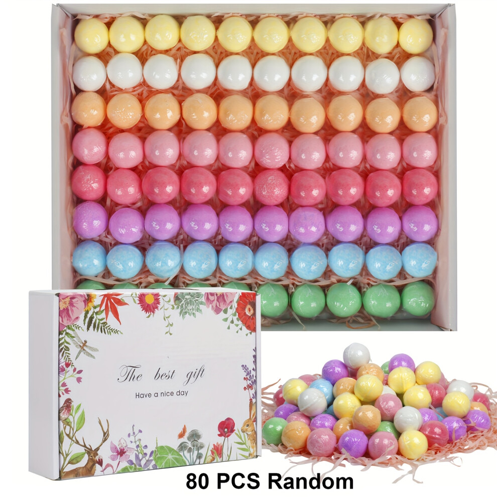 (80 Pcs) Bath Bombs Gift Set for Women, 80pcs Handmade Bubble Bath Fizzes Rich in Essential Oils, Perfect for Wife, Girlfriend,