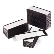 Verpakking van 40 magnetische C-profiel labelhouders voor metalen schappen en rekken.