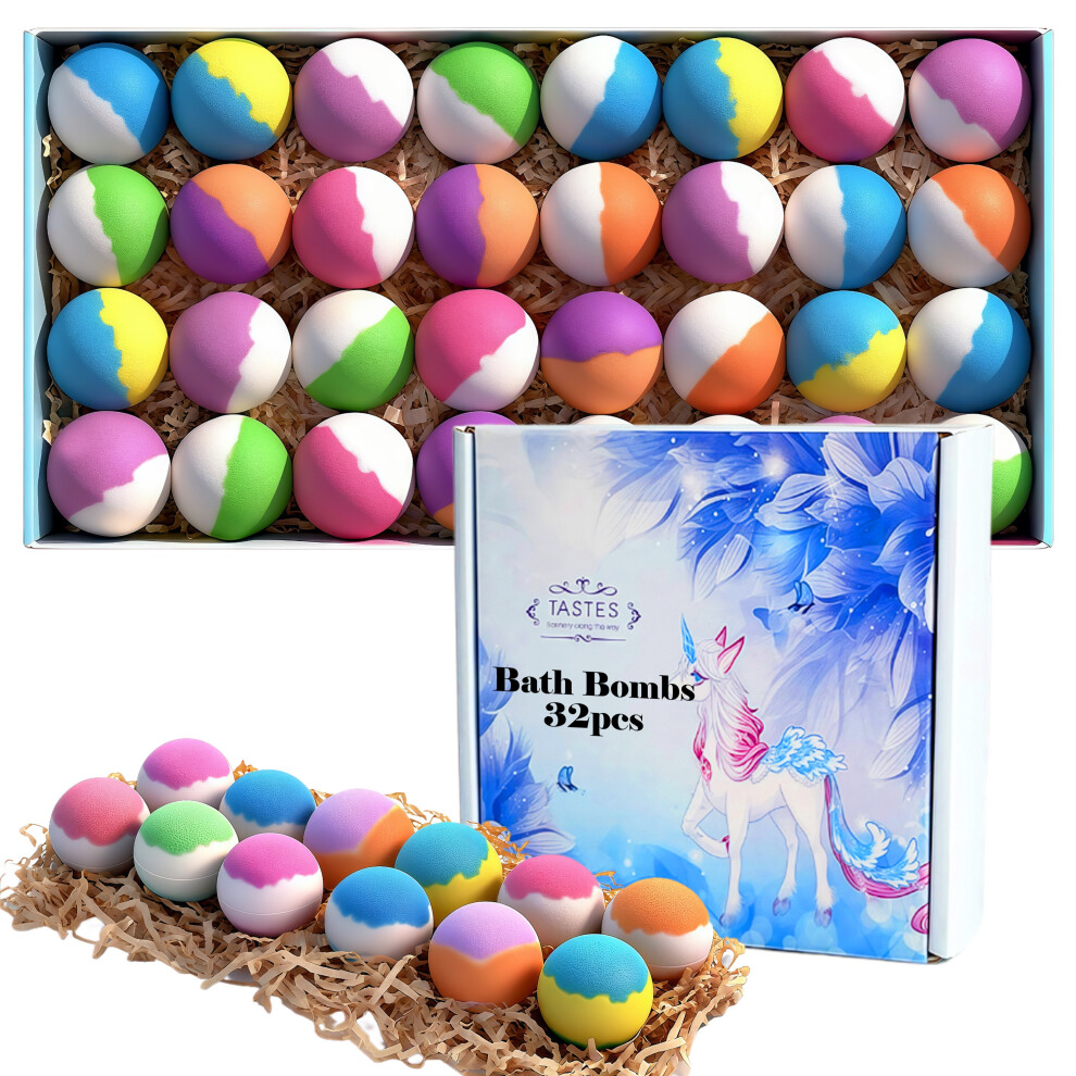 32pcs Mini Bath Bombs Set, Perfect for Valentine's Day, Mother's Day, Father's Day, Christmas, Halloween, Thanksgiving,