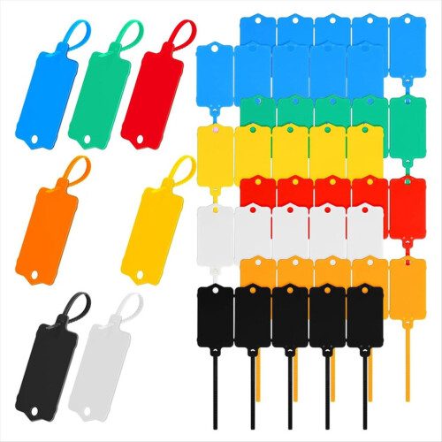 200 plastic shipping tags, hanging tags with closure strap