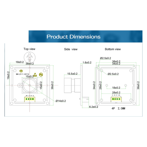 2MP HD 1080P OV2735 USB camera module with 2m cable 2